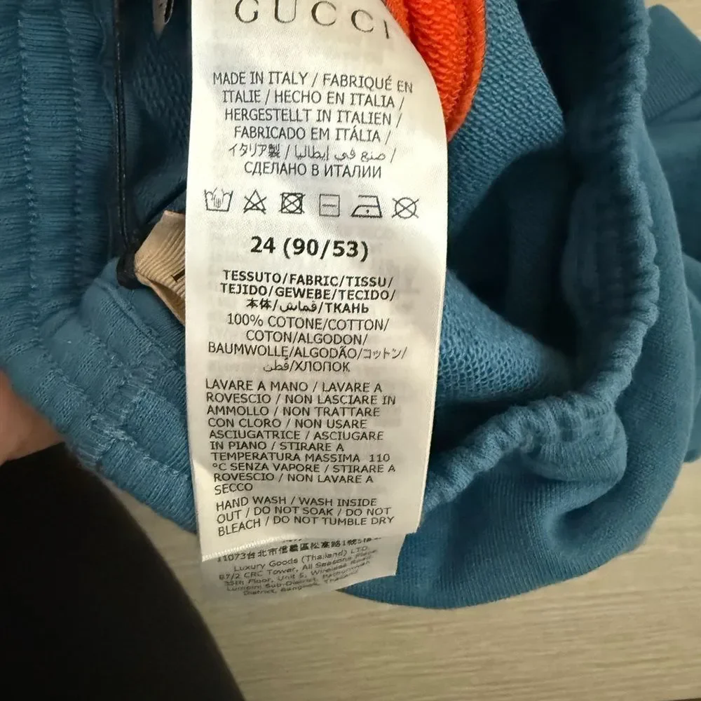 Brand new Gucci Kids Blue Jogger Pants Gg logo on side size 2